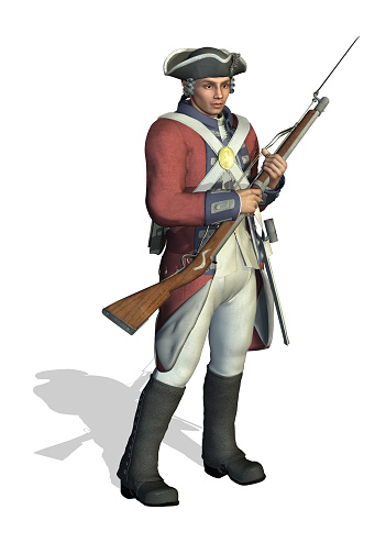 3D render depicting a soldier from the American Revolution.