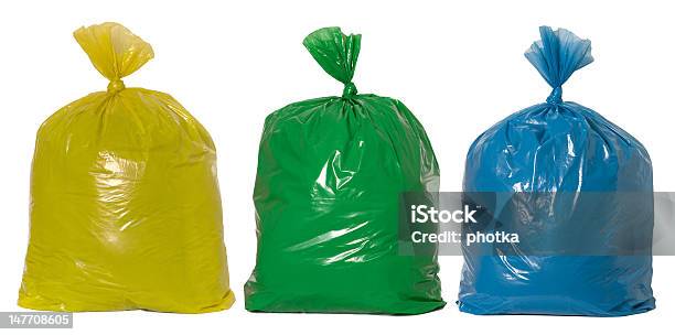 Rubbish Ready For Recycling Stock Photo - Download Image Now - Garbage Bag, Green Color, Bag