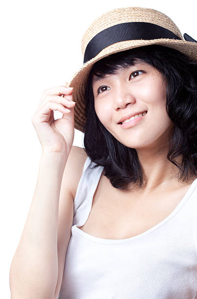 istock Beautiful Asian girl in deep happy thoughts 147708627