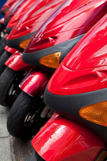 istock Row of red scooters. 147708851