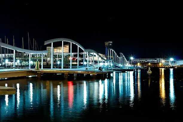 Photo of La Rambla de Mar by night, Barcelona