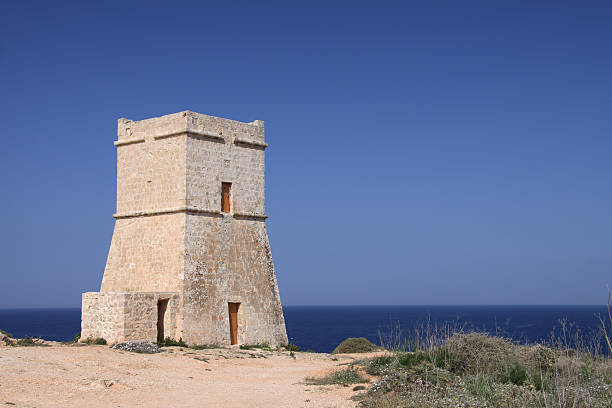 Maltese watch tower stock photo