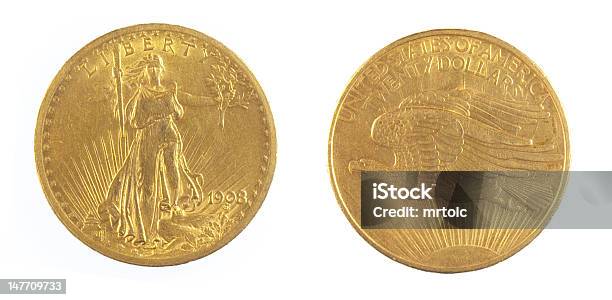 Twenty Dollar Gold Coin Stock Photo - Download Image Now - Coin, Freedom, Gold - Metal