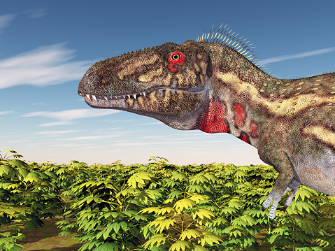 Computer generated 3D illustration with the head of the dinosaur Nanotyrannus