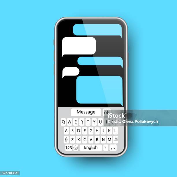 Realistic Phone Messages Internet Network Screen Social Media Vector ...