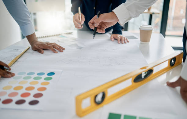 istock Hands, building blueprint and architect teamwork, planning construction project and discussion. Collaboration, engineers and group of people with drawing, design and layout for architecture project. 1477105330