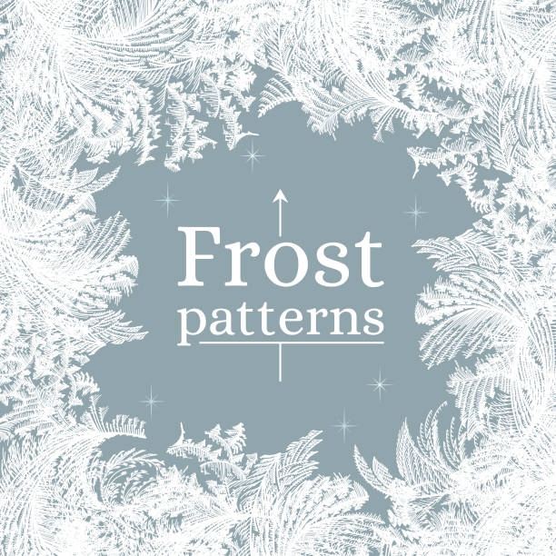 ilustrações de stock, clip art, desenhos animados e ícones de frost ice window pattern, winter square design frame - window frost frozen ice