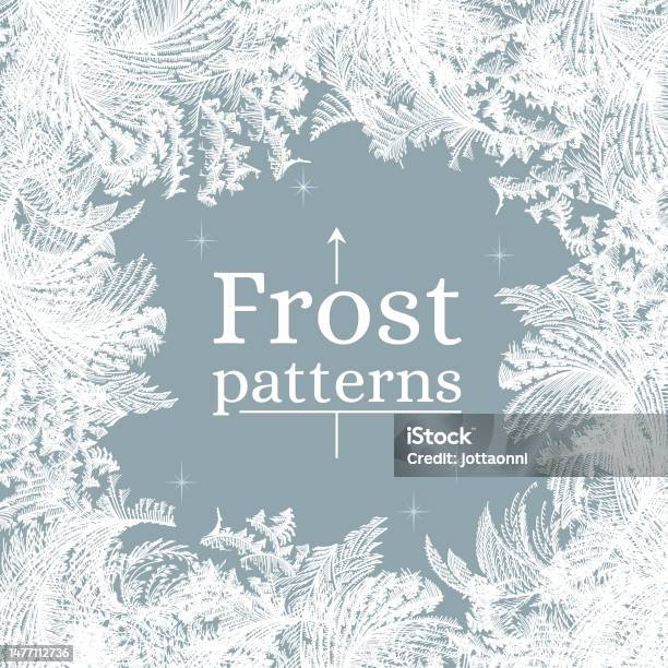 Winter Square Frost Ice Window Pattern Winter Square Design Frame Stock Illustration ...