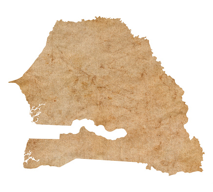map of Senegal on old brown grunge paper