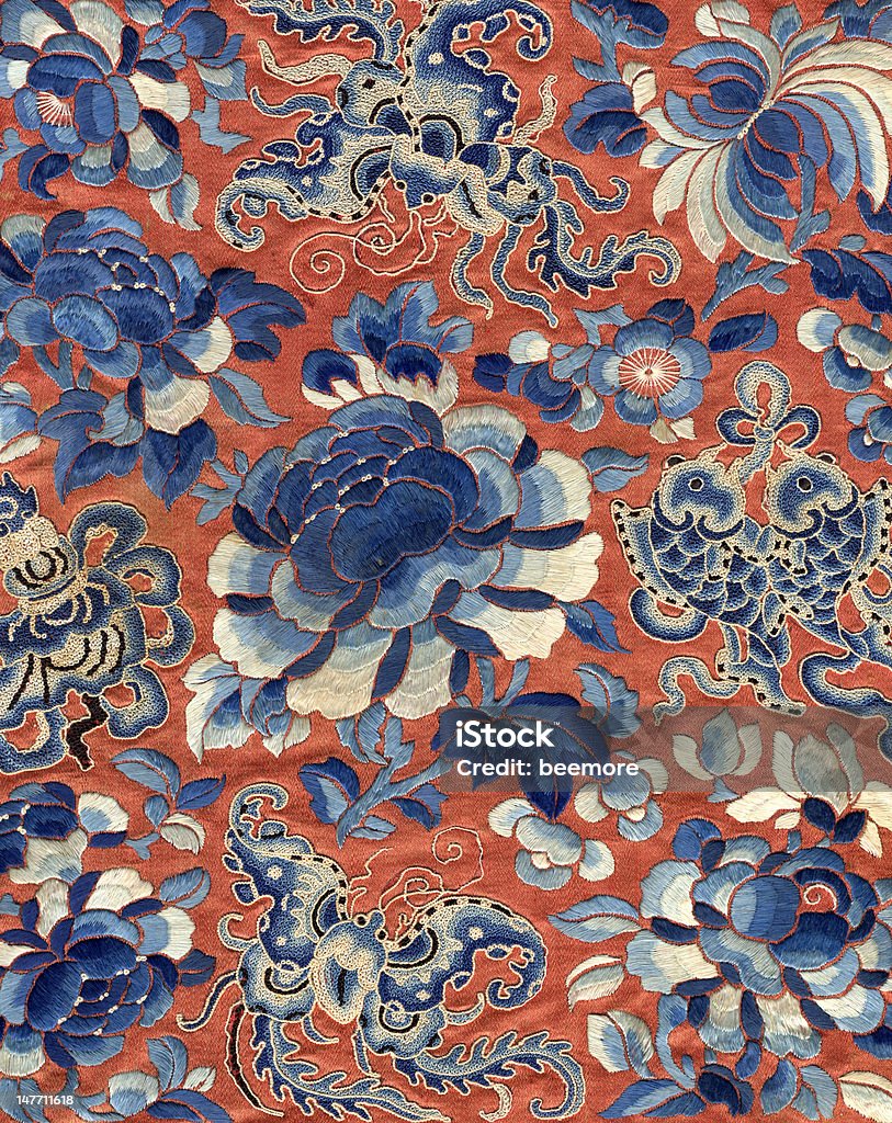 Vintage bordado chinês - Foto de stock de Padrão royalty-free