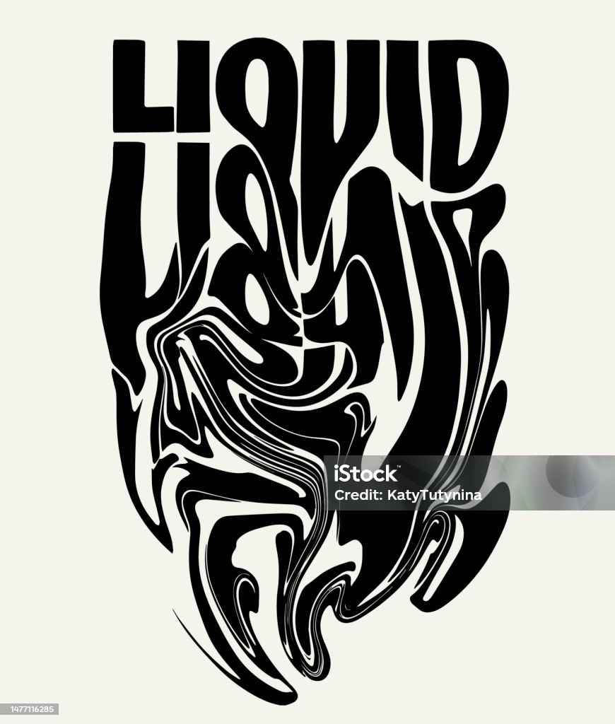 Liquid Hand Lettering Vector Hand Drawn Minimalistic Black And White Artistic Liquid ...