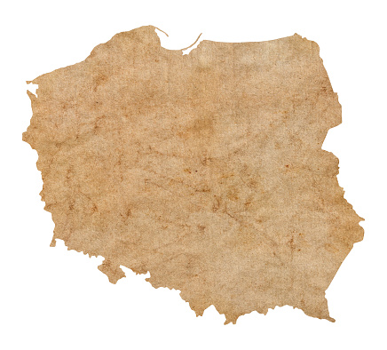 map of Poland on old brown grunge paper