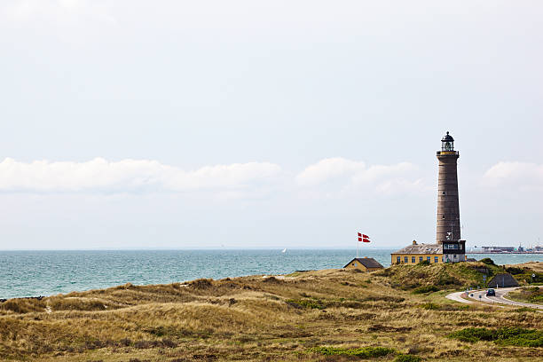 dänische lighthouse - denmark architecture nature rural scene stock-fotos und bilder