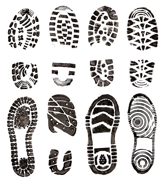 Footprints Set of footprints isolated on white shoe print stock pictures, royalty-free photos & images