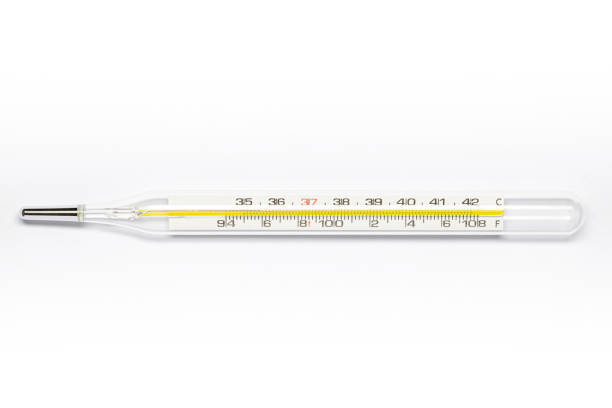 istock Medical glass thermometer isolated on white background. 1477131283