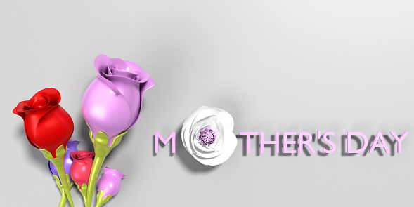 Mother's Day celebration greeting card on gray background with floral design. Happy Mother's Day text. Easy to crop for all your social media and print sizes.