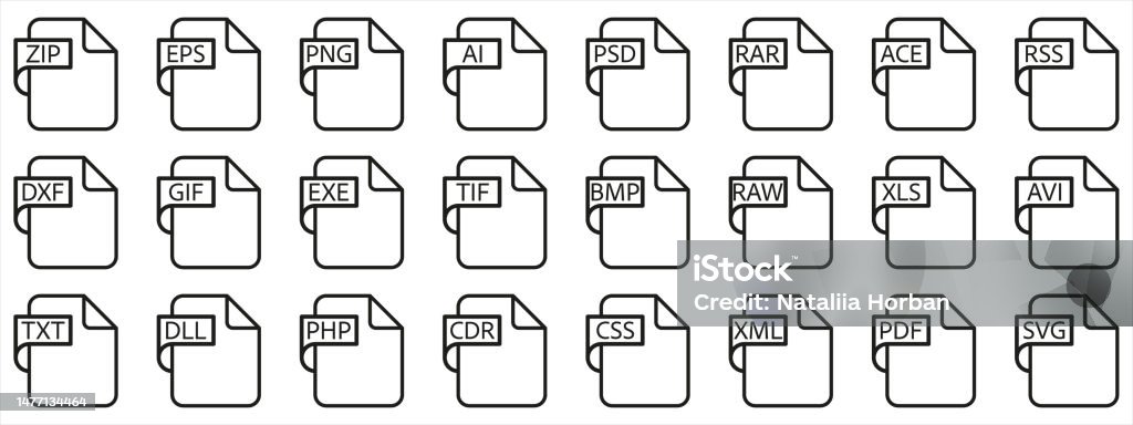 File Type Package Document File Type Format Line Stock Illustration - Download Image Now ...