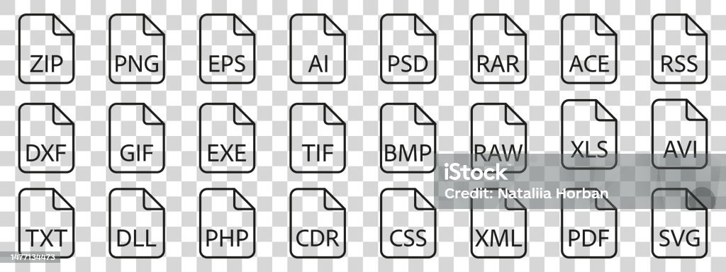 Documen File Format Document File Type Format Line Stock Illustration - Download Image Now ...