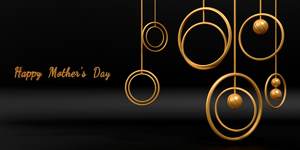 Gold metal circles with Happy Mother's Day text to celebrate Mother’s Day. Easy to crop for all your social media and print sizes.