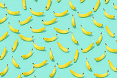 Banana with Sunlight on Blue Color Background