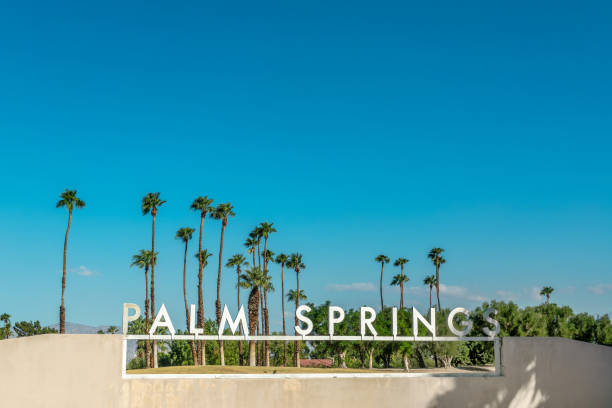 Palm Springs city name sign, California stock photo