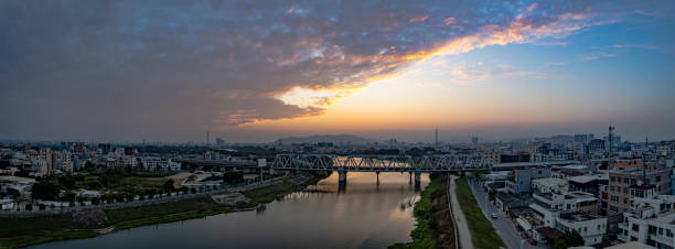 istock High-speed railway bridge at dusk. 1477139346