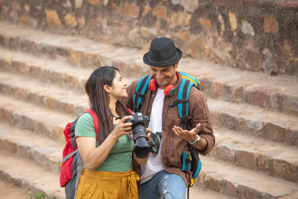 istock Couple admiring view at historic site 1477148266