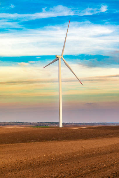 Sustainable power is the future. Aerial view of wind turbine