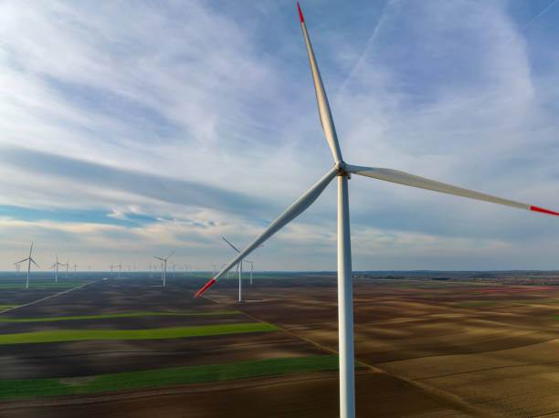 istock Aerial view of wind turbine 1477148932
