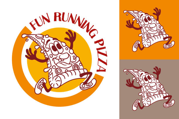 Fun Illustration Cartoon Design of a Happy Pizza Mascot Vector Illustration of a Fun Illustration Cartoon Design of a Happy Pizza Mascot pepperoni pizza drawing stock illustrations