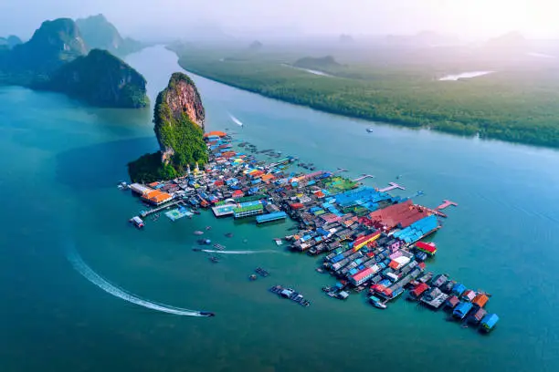 Photo of Aerial view of Panyee island in Phang Nga, Thailand.