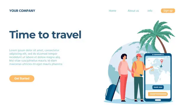 Vector illustration of Time to travel concept landing page agency