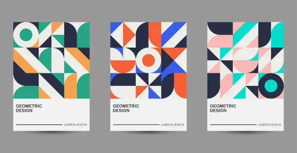 Vector illustration of Set of colors minimalism geometric design banners template backgrounds for cover posters flyers