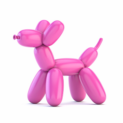 Pink balloon dog 3D rendering illustration isolated on white background