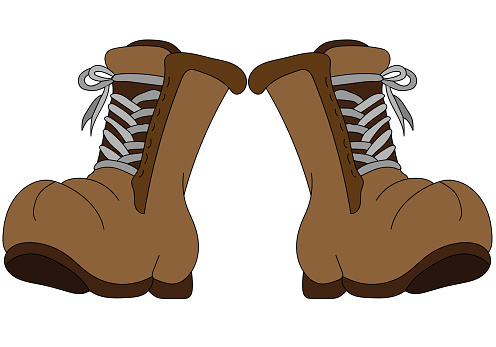 Brown leather boots. Design for shoe workshop. vector graphics isolated on white background.