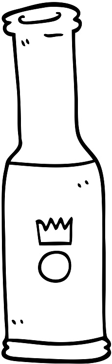 line drawing cartoon bottle of pop