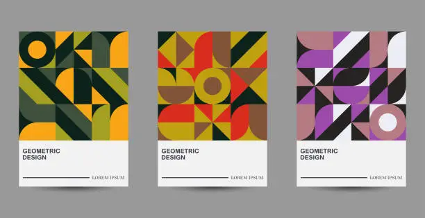Vector illustration of Set of colors minimalism geometric design banners template backgrounds for cover posters flyers
