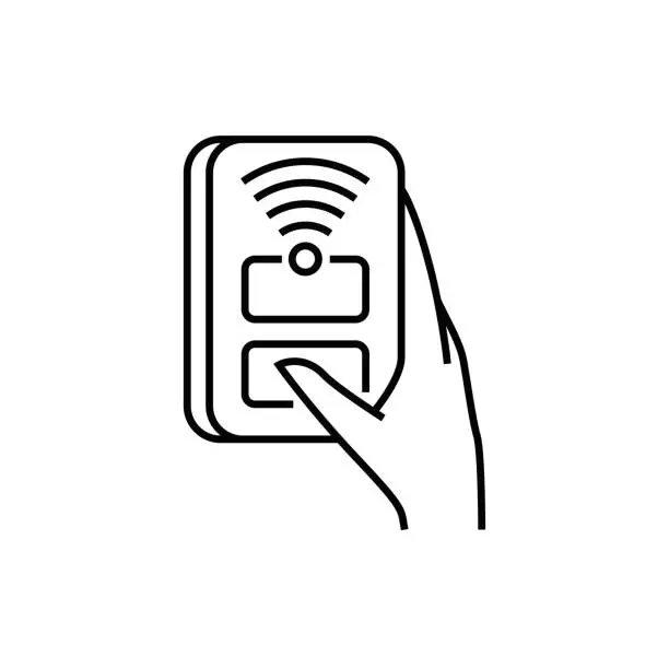 Vector illustration of Smart Remote Key Line Icon
