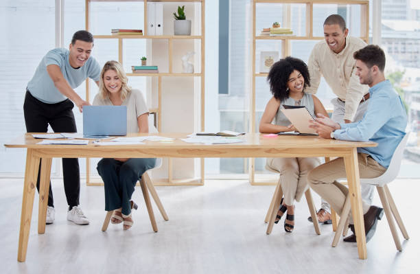 istock Search, analytics or business people on laptop for internet research, social media content or networking. Planning, documents or team building on tech for social network, review or media web design 1477164526