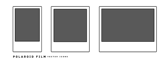 Polaroid film 3 size set camera instax vector illustration