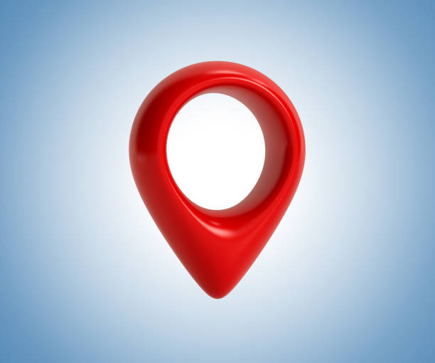 istock Locate pin gps map. Realistic 3d design In plastic cartoon style. Icon isolated on blue background. 3d rendering 1477169364