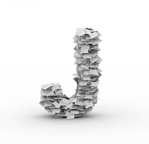 istock Letter J, stacked from paper sheets 147716960