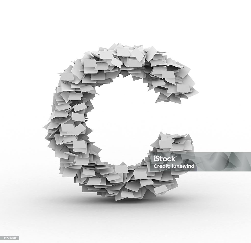 Lettera C, impilati da fogli di carta - Foto stock royalty-free di Alfabeto