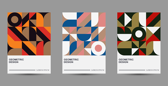Set of colors minimalism geometric design banners template backgrounds for cover posters flyers