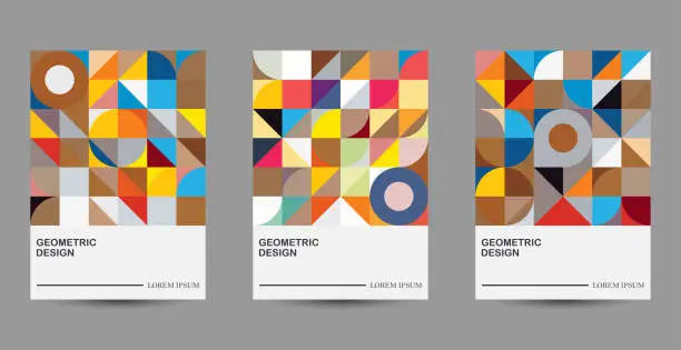 Vector illustration of Set of color block minimalism geometric design banners template backgrounds for cover posters flyers