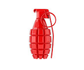 Frag grenade red metal. isolated on white background.3D illustration.