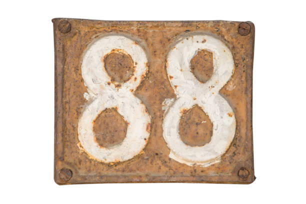 istock Old retro cast iron plate number 88 1477180737
