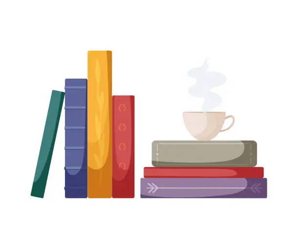 Vector illustration of World Book Day. April 23 celebration. Books stack composition.