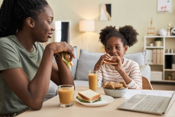 Family having lunch at home