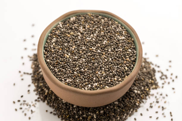 Chia Seed In Bowl stock photo